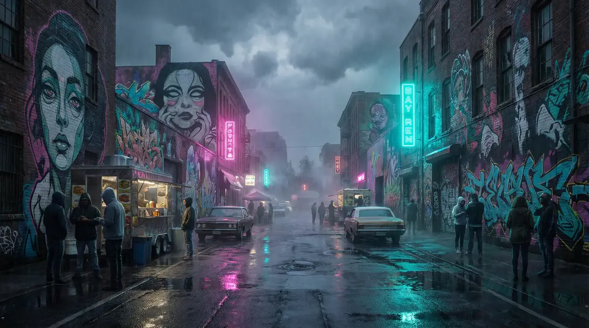 Zoom美国另一类 - 雨夜壁画街